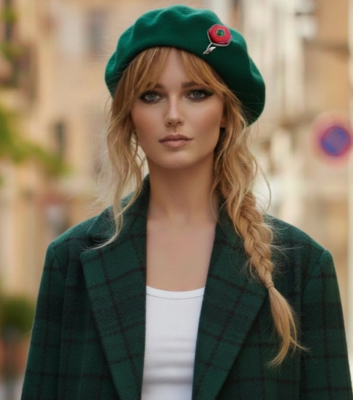 ვერცხლის ბროში წითელი მინანქრით